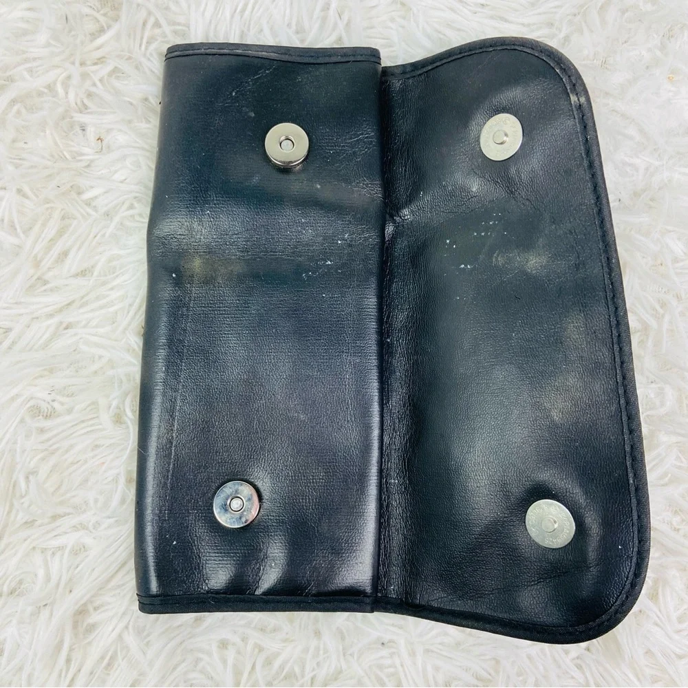 UNBRANDED faux leather black make up brush multi pocket organizer holder